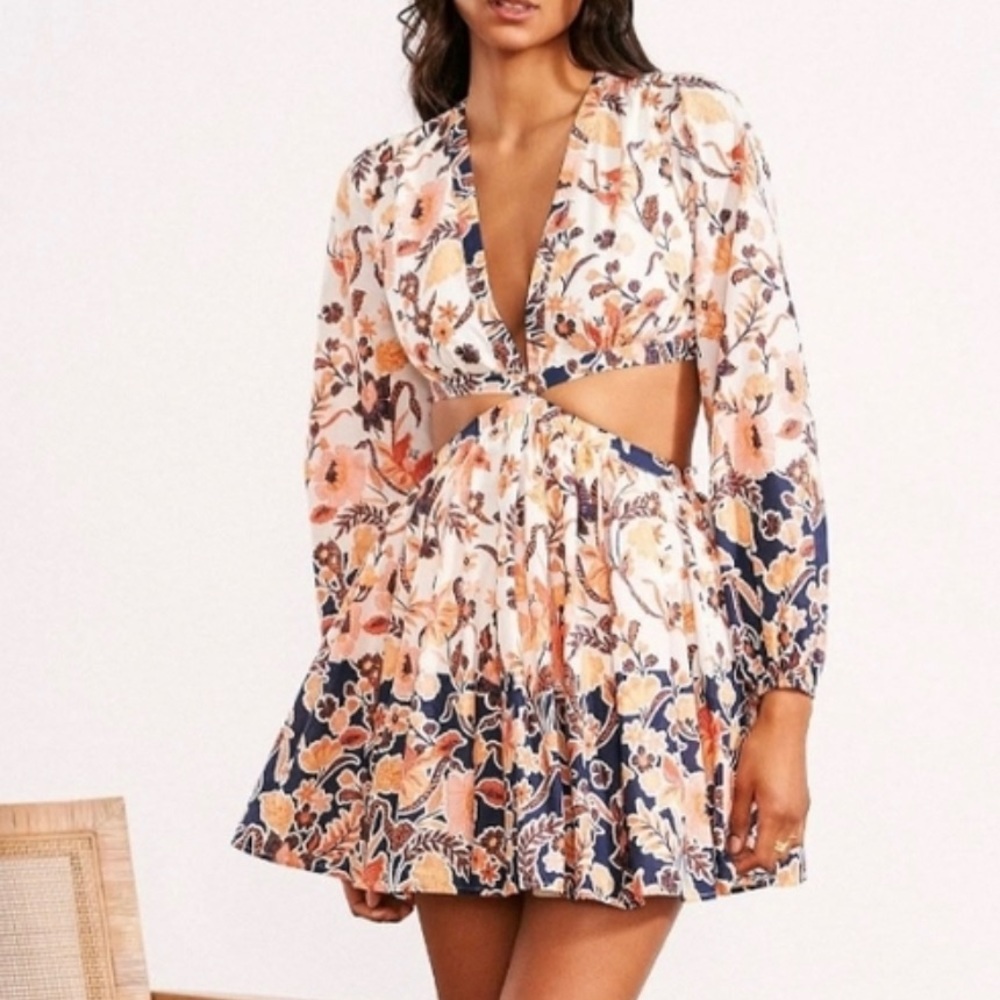 Chelsea and Violet Long Sleeve Floral Cutout Dress